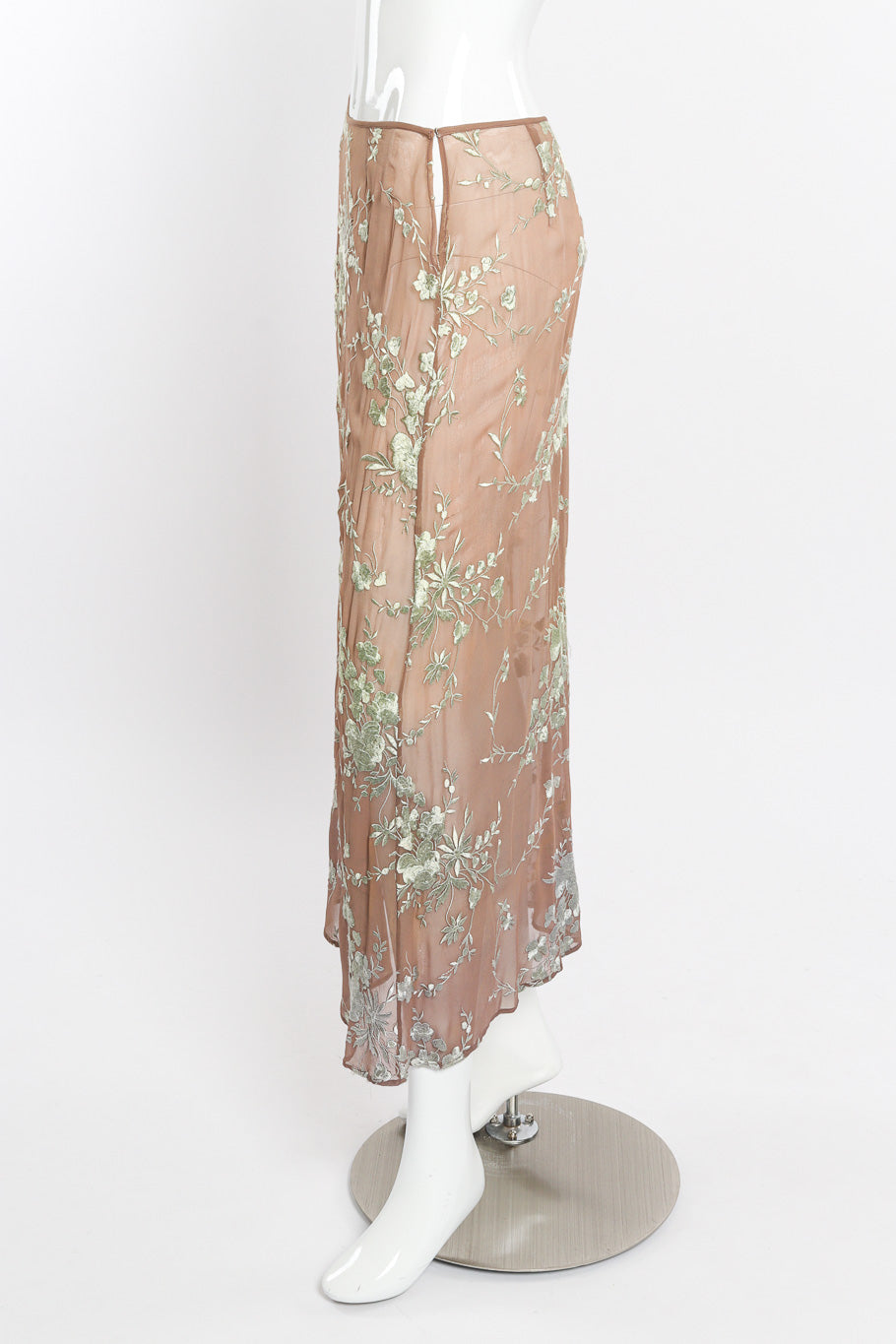 Vintage chiffon embroidered skirt on mannequin side @recessla