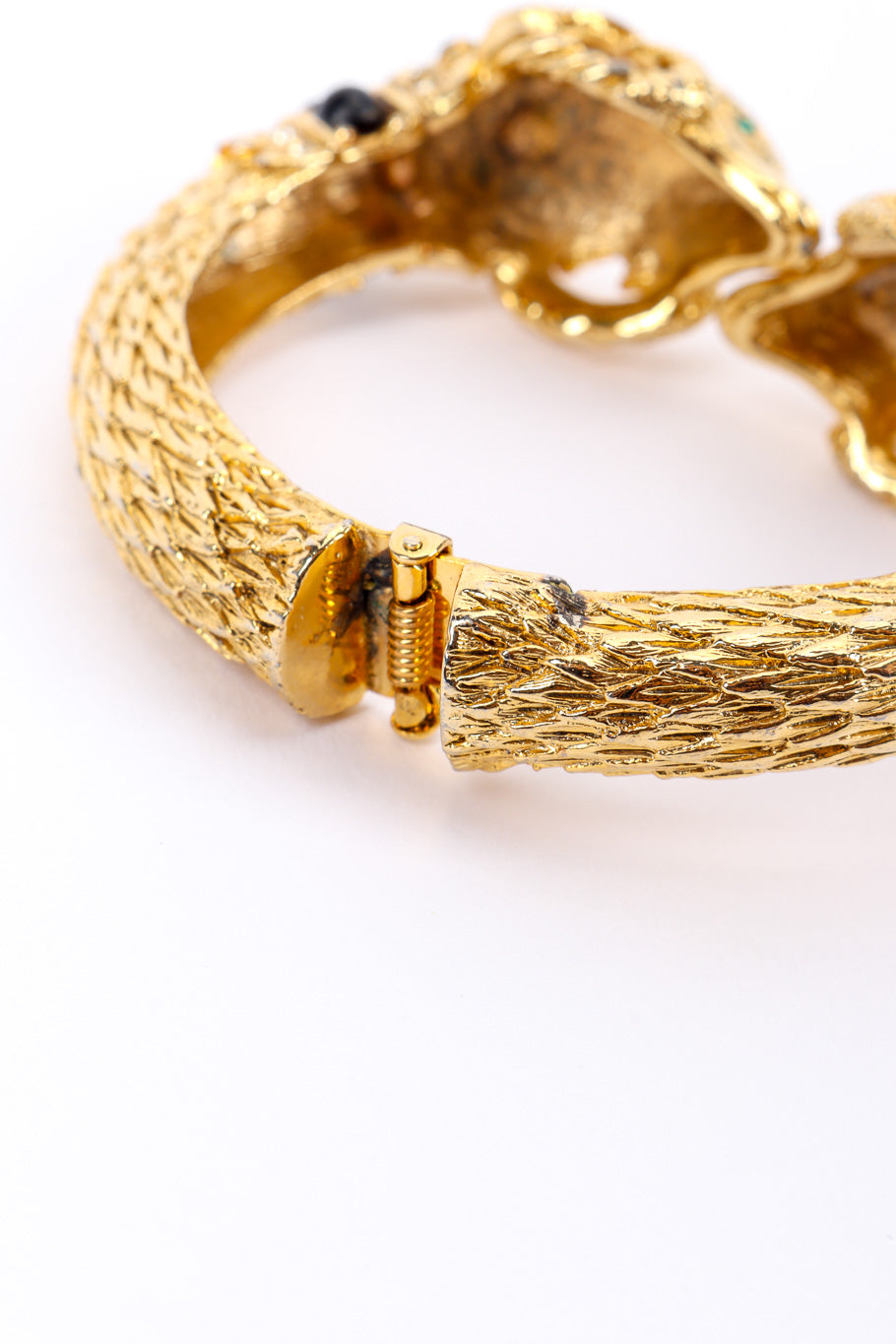 Vintage Craft Jeweled Ram Bracelet hinge tarnish @recessla