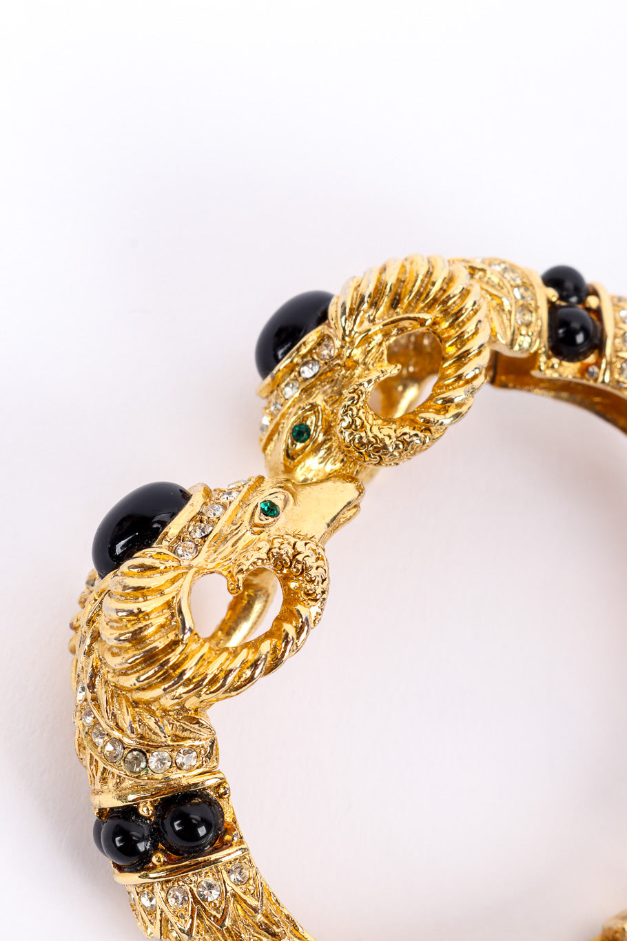 Vintage Craft Jeweled Ram Bracelet ram head closeup @recessla