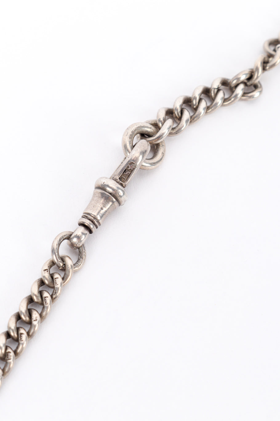 Vintage Sterling Albert Chain Crest Necklace dog clasp closeup @recess la