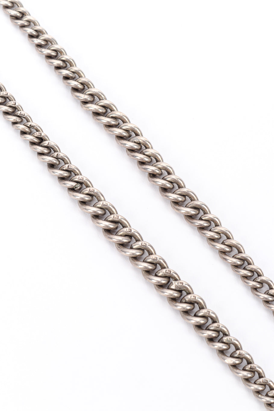 Vintage Sterling Albert Chain Crest Necklace chain closeup @recess la