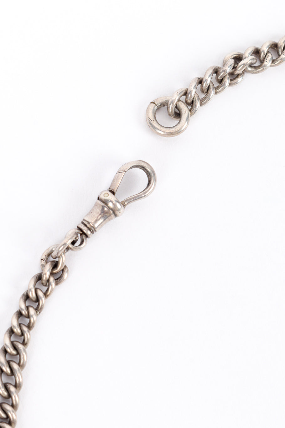 Vintage Sterling Albert Chain Crest Necklace dog clasp unhooked closeup @recess la