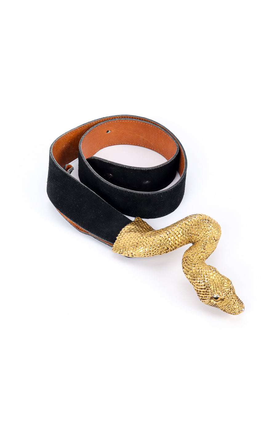 Vintage C. Ross Suede Snake Buckle Belt front belt coiled @recessla