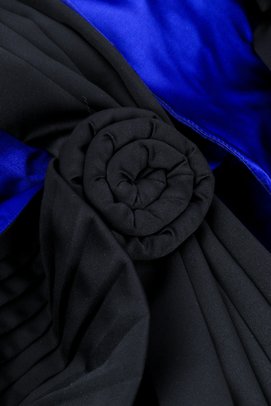 Pleated Cocoon Coat by Calderon floral appliqué close @recessla