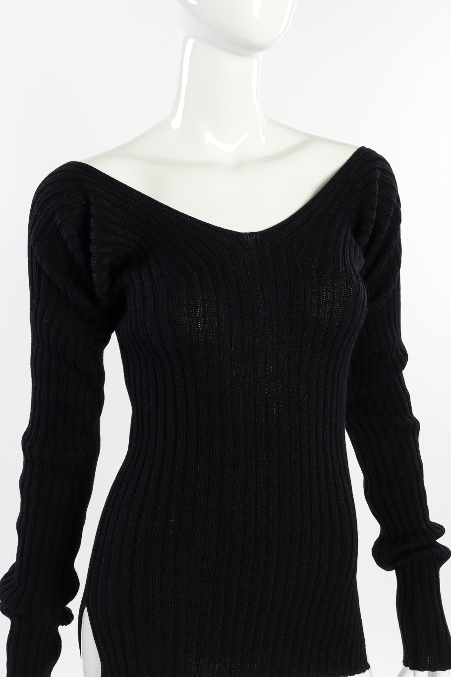 Celine Ribbed Knit Sweater Dress front on mannequin closeup @recessla