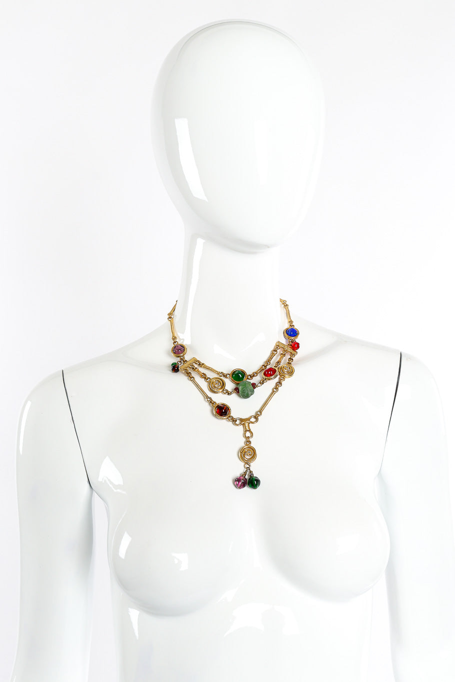 Gripoix stone necklace by Chacok on white background on mannequin @recessla