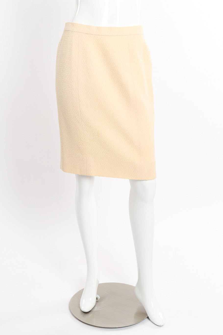 Chanel Knit Bouclé Jacket and Skirt Set skirt front on mannequin @recessla