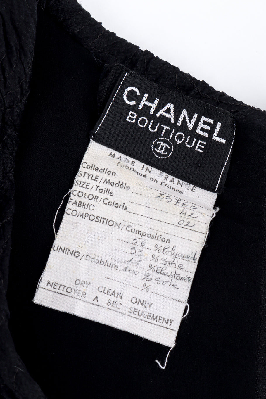 Vintage Chanel Ruched Camellia Flower Dress signature label @recess la