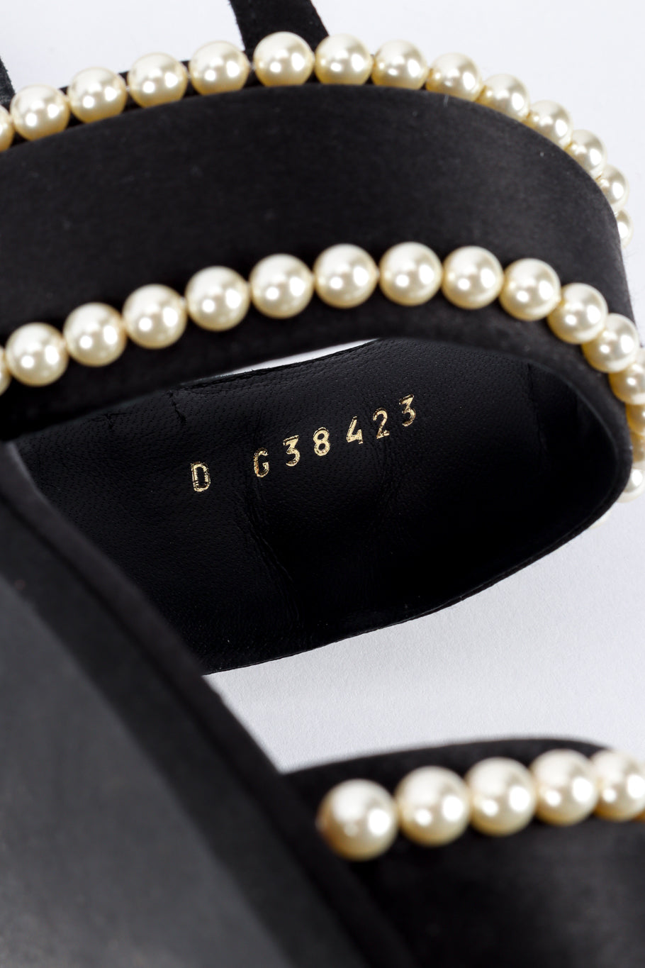 Chanel CC Satin & Pearl Sandals serial number @recess la