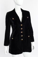 Chanel Velvet CC Button Blazer front view on mannequin closeup @recessla