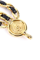 Vintage Chanel Woven Leather Chain Belt hook closeup @Recessla