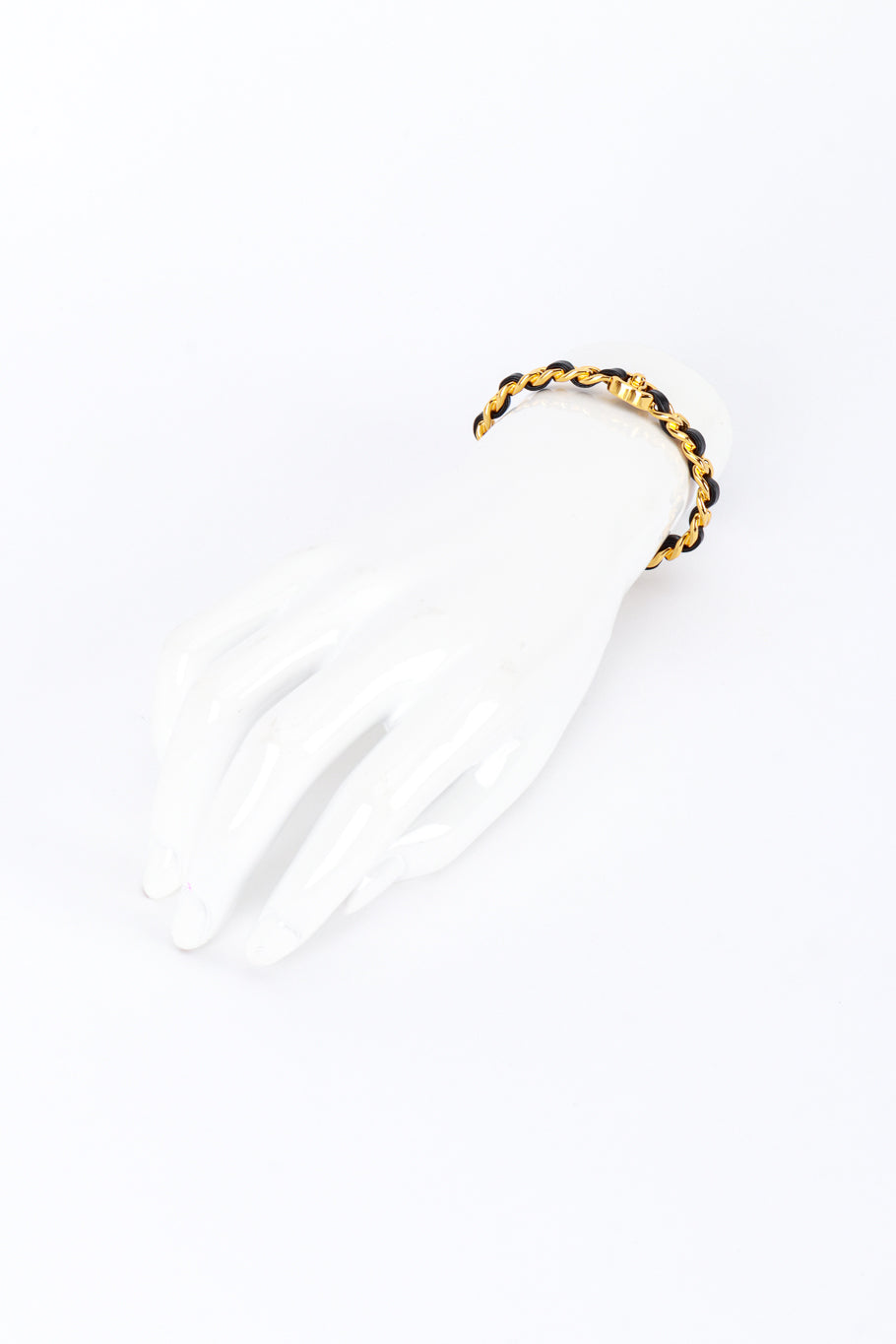Chanel Woven Leather Chain Bangle on mannequin hand @recess la