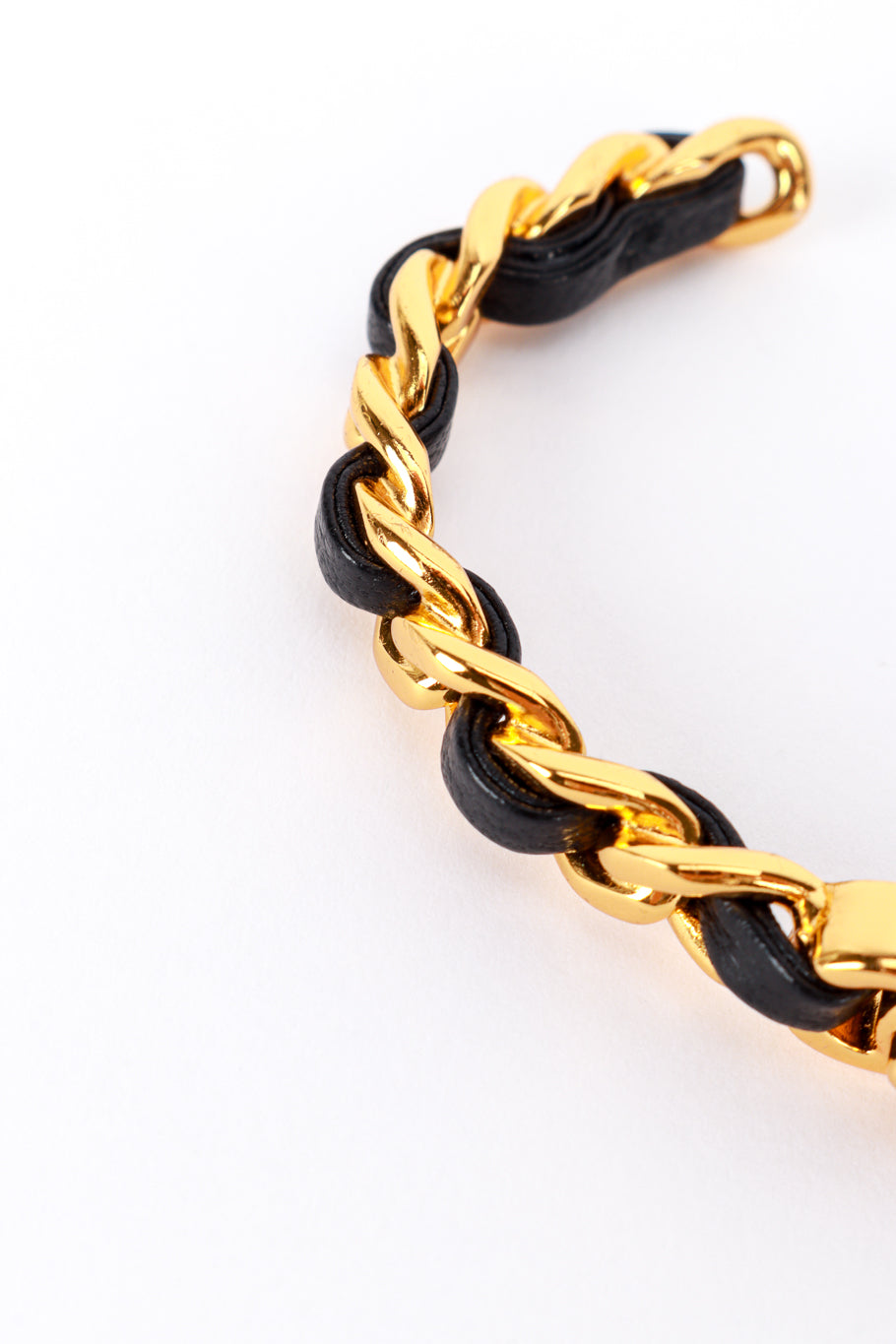 Chanel Woven Leather Chain Bangle chain closeup @recess la