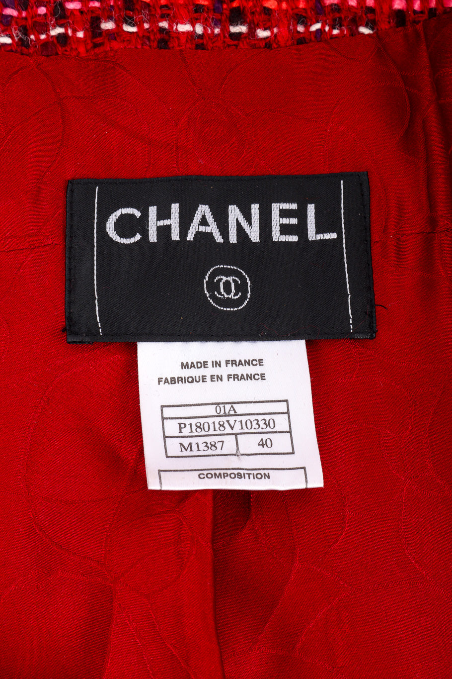 Chanel Bouclé Scarf Jacket signature label closeup @recessla