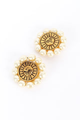 Vintage Chanel Sun & Moon Pearl Earrings front @recess la