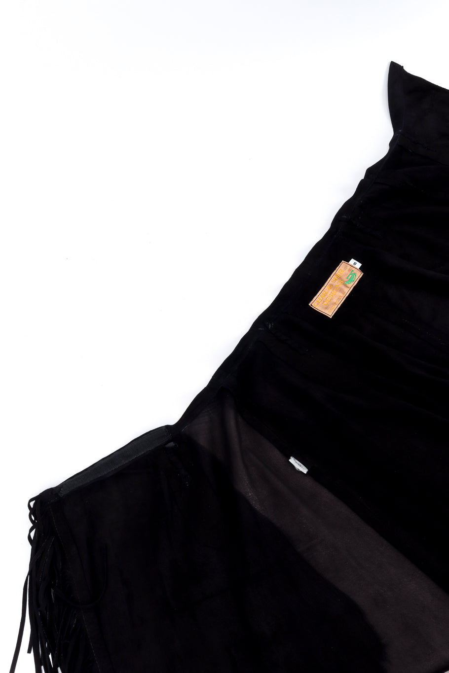 Vintage Char & Sher Microsuede Fringe Wrap Skirt inner waist @recess la