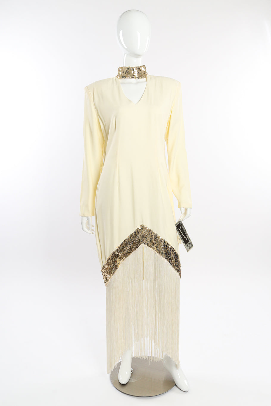 Sequin Fringe Drop Waist Dress by Climax on mannequin @recessla