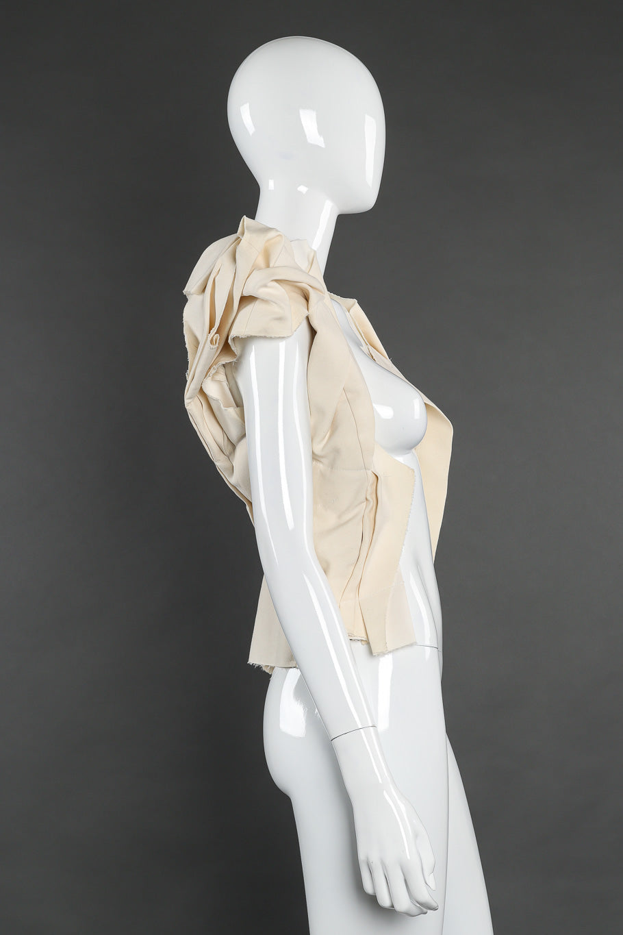 Commes Des Garçons canvas pleated vest side view on mannequin @recessla