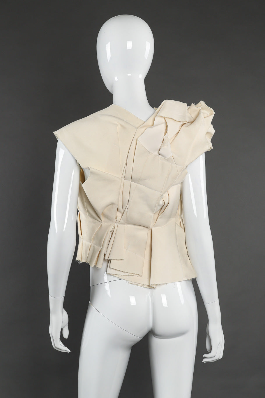Commes Des Garçons canvas pleated vest back view on mannequin @recessla