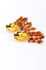 Vintage Carlo Zini Disc Stone Fringe Drop Earrings clips unfastened @recess la