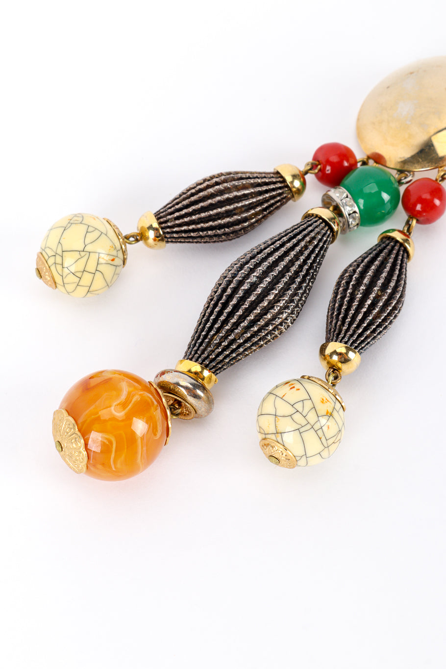 Vintage Carlo Zini Disc Bead Drop Earrings bead closeup @recess la