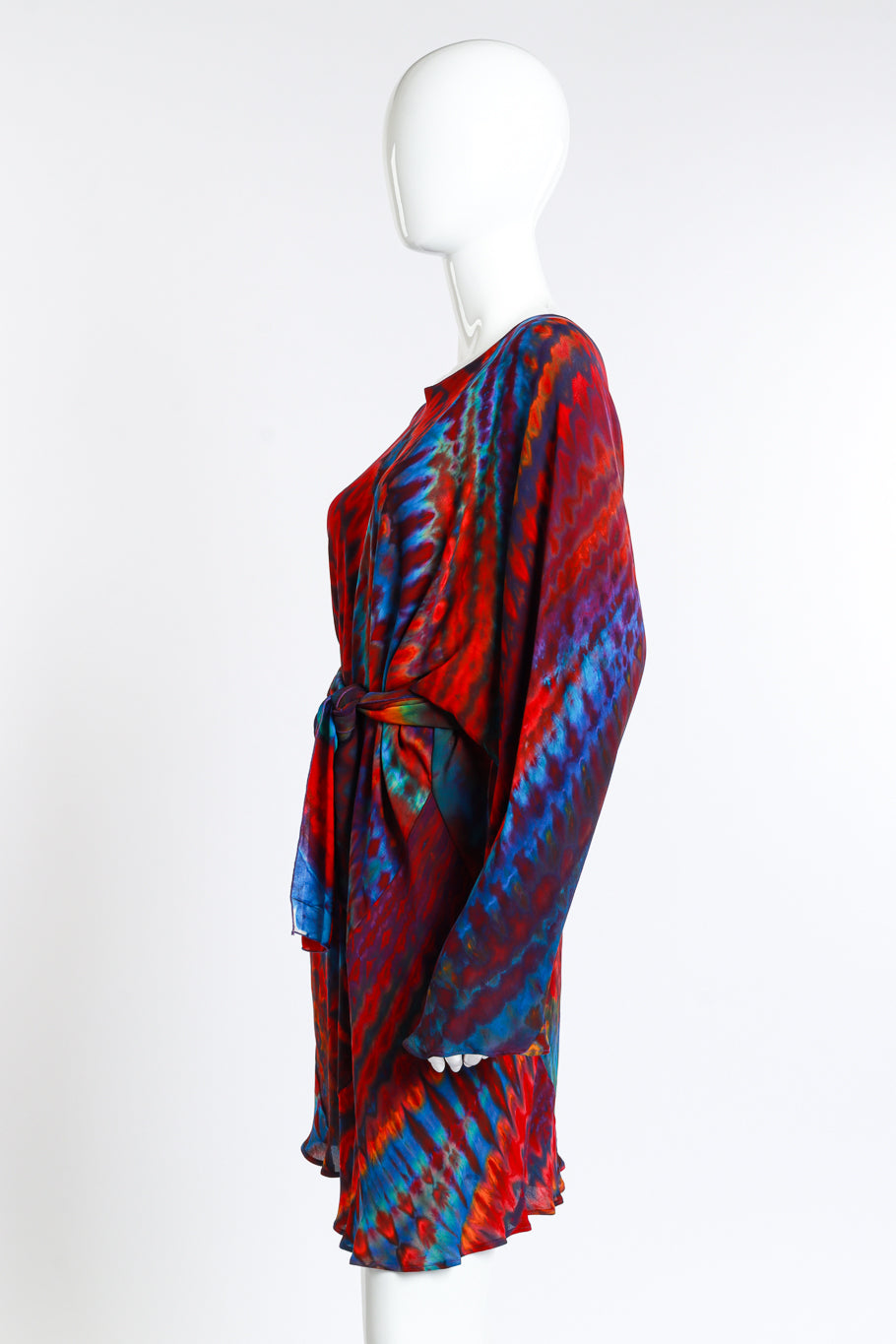Vintage Carter Rainbow Shibori Dolman Tunic belted side on mannequin @recess la