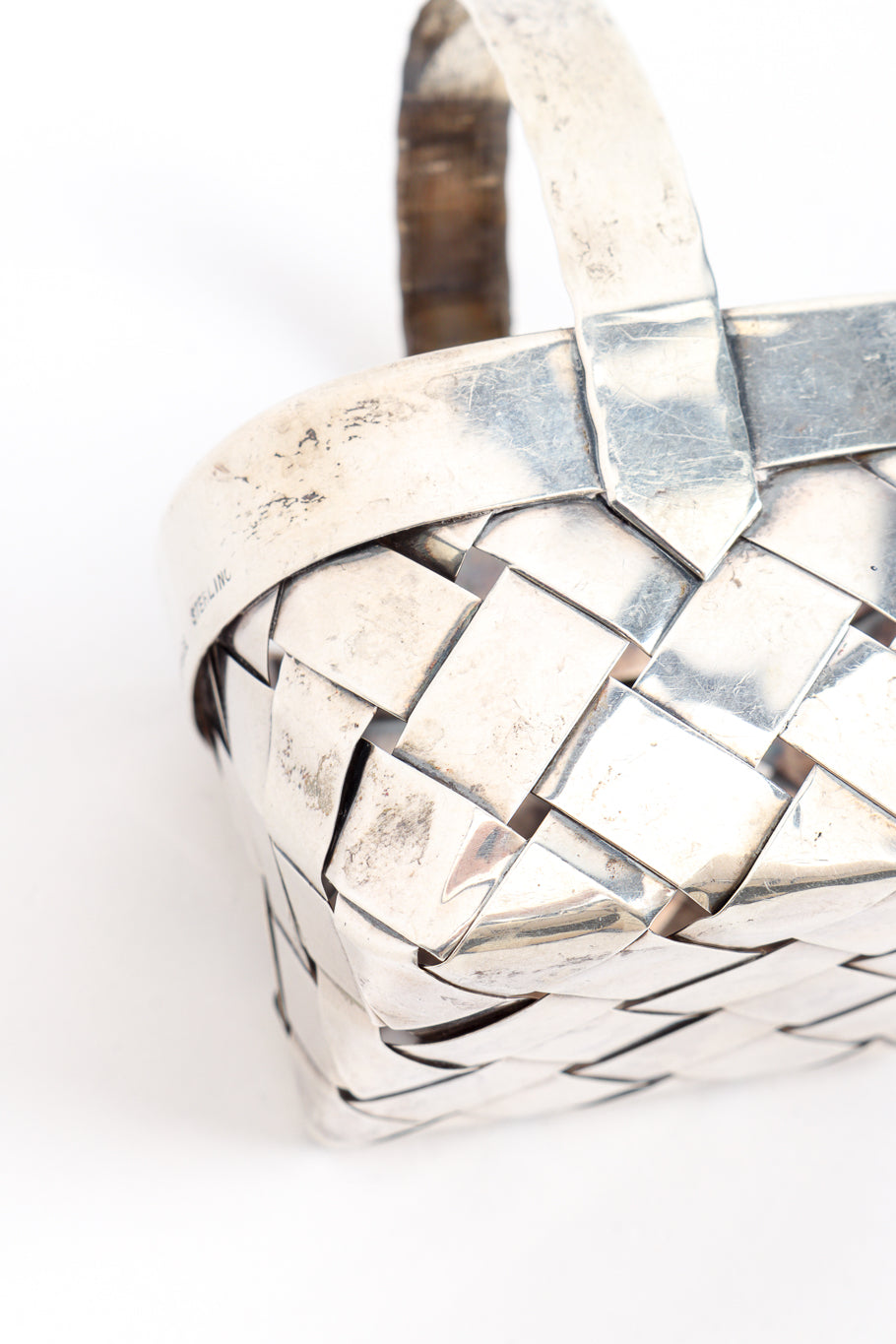 Vintage Cartier Sterling Woven Basket II wear closeup @recess la