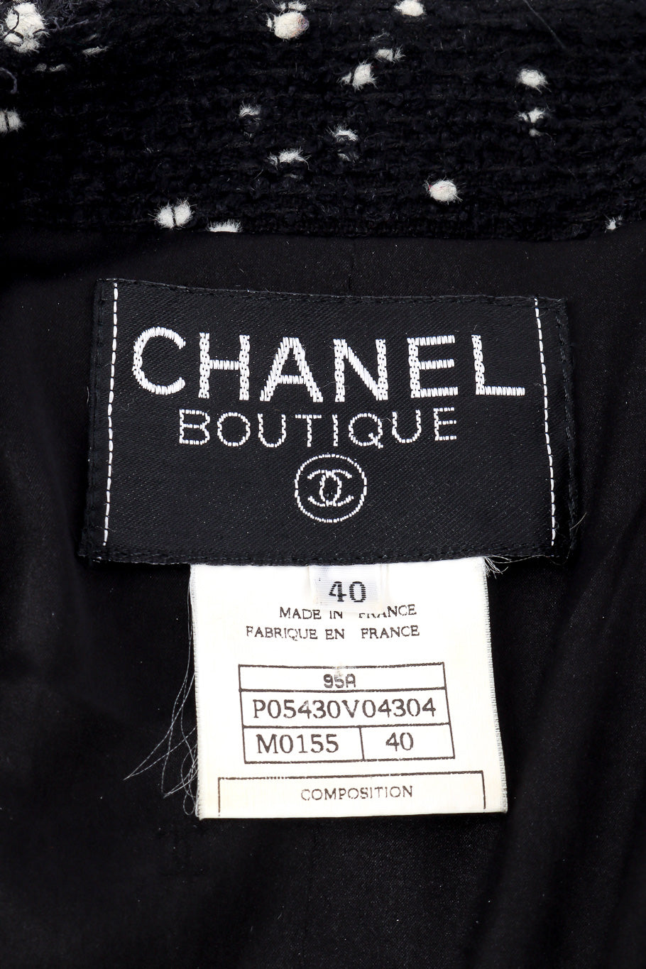 Vintage Chanel 1995 A/W Tweed Bouclé Jacket label @recessla