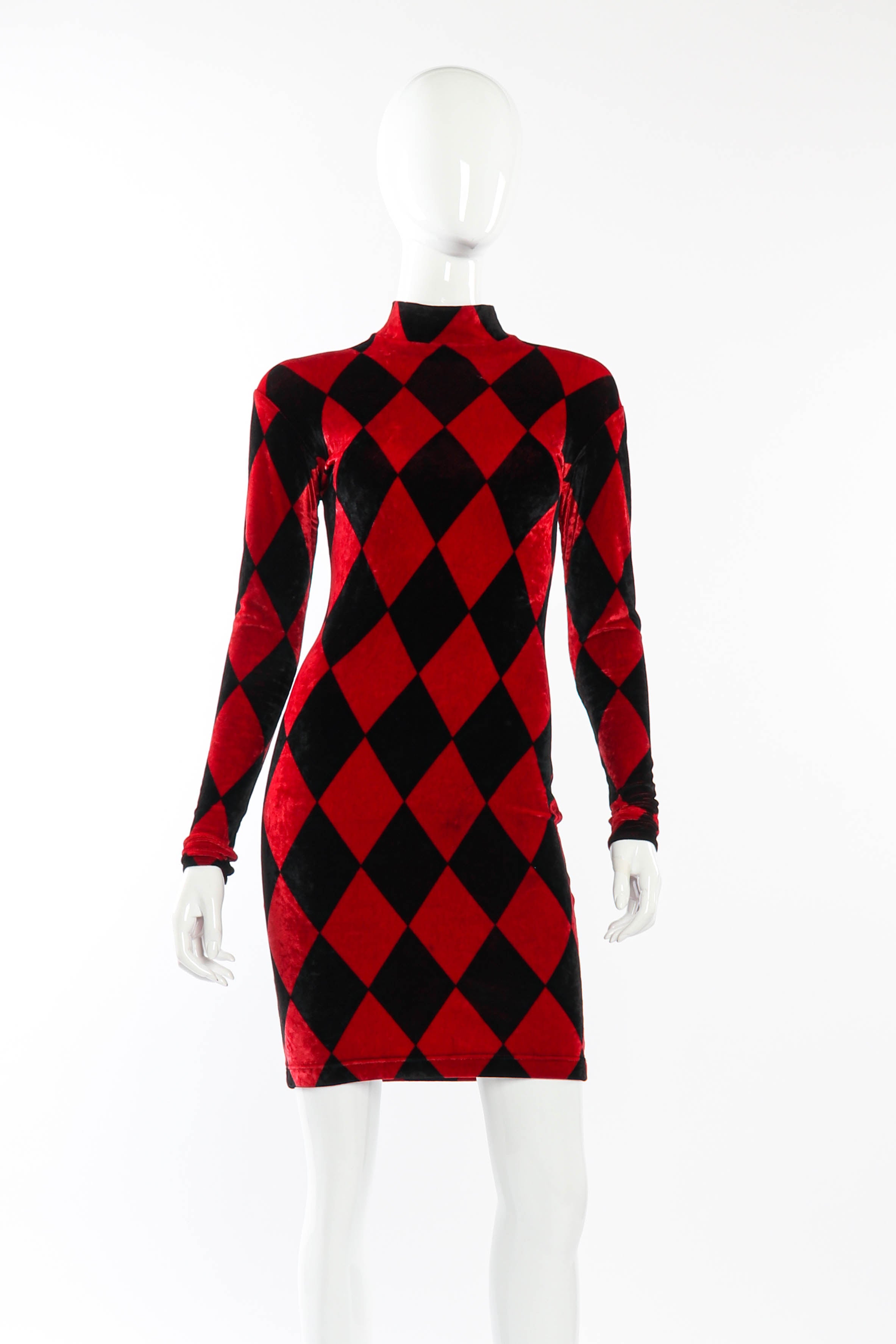 Vintage Chantal Thomass Velvet Harlequin Dress front on mannequin @recessla