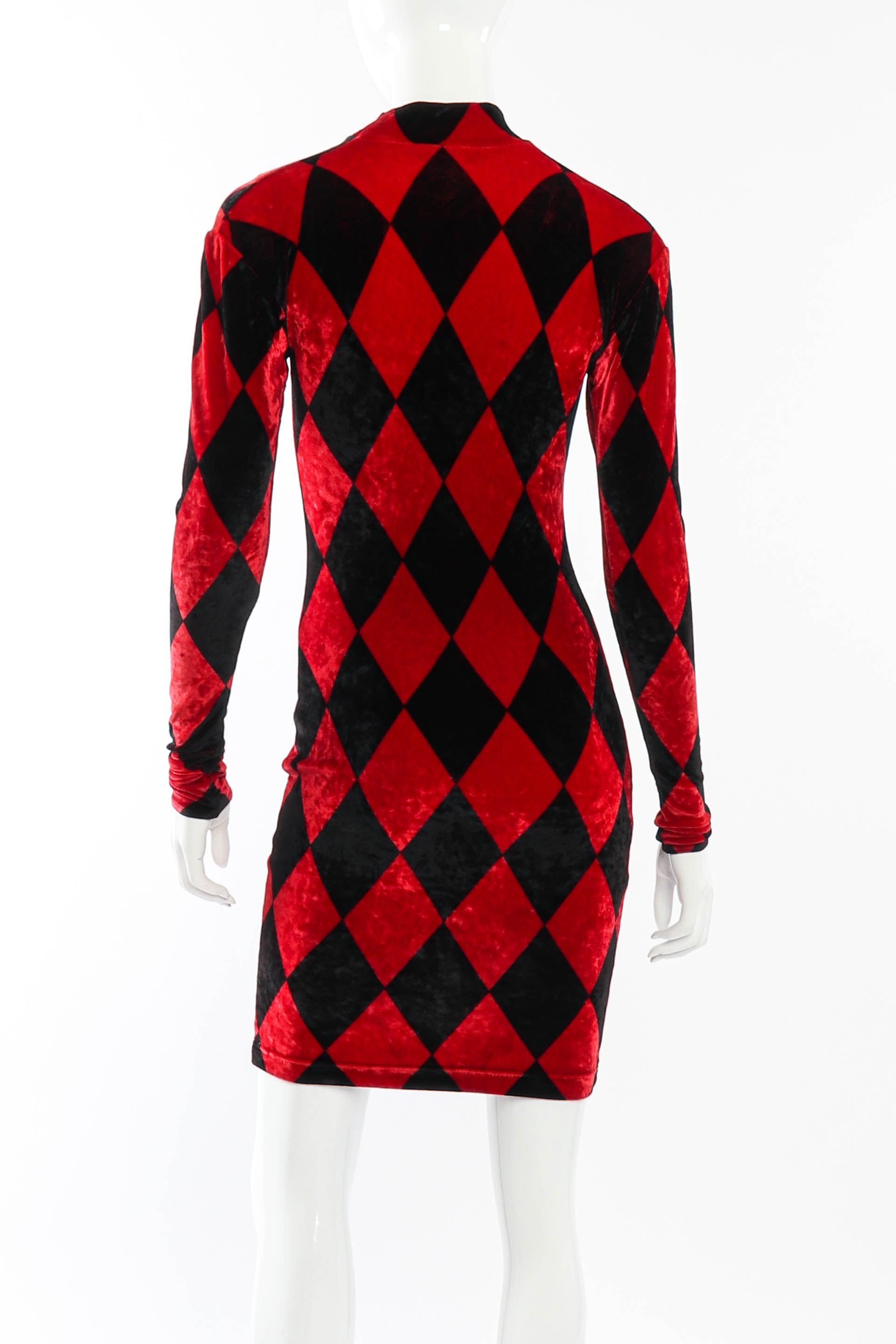 Vintage Chantal Thomass Velvet Harlequin Dress back on mannequin closeup @recessla