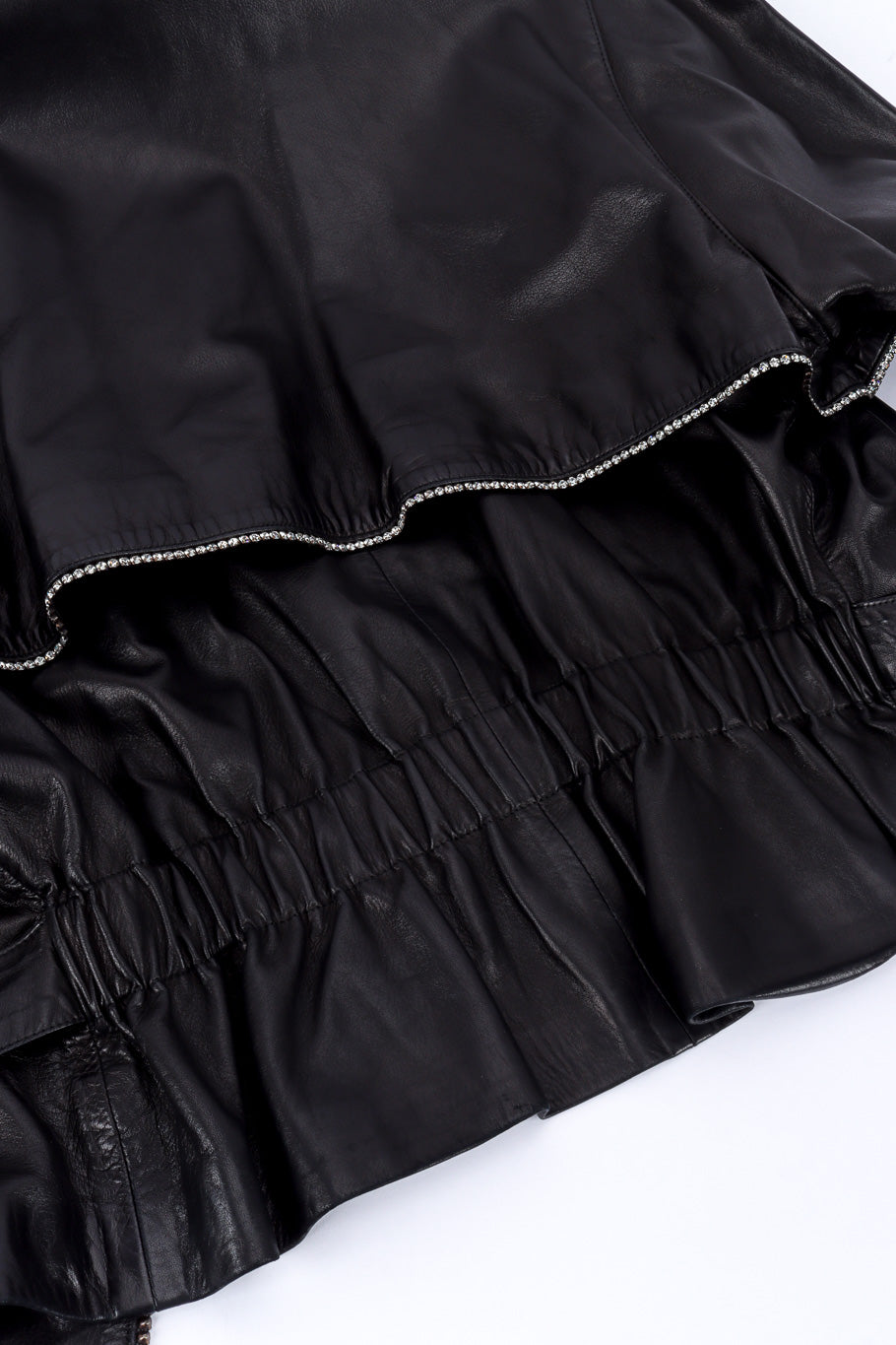 Vintage Charles Jourdan Leather Rhinestone Jacket elastic waist @recessla