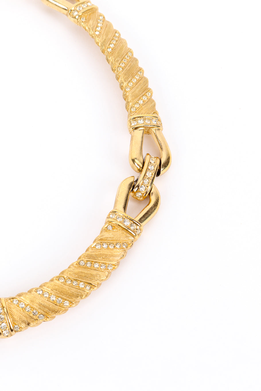 Vintage Christian Dior Crystal Bar Link Collar Necklace link closeup @recess la