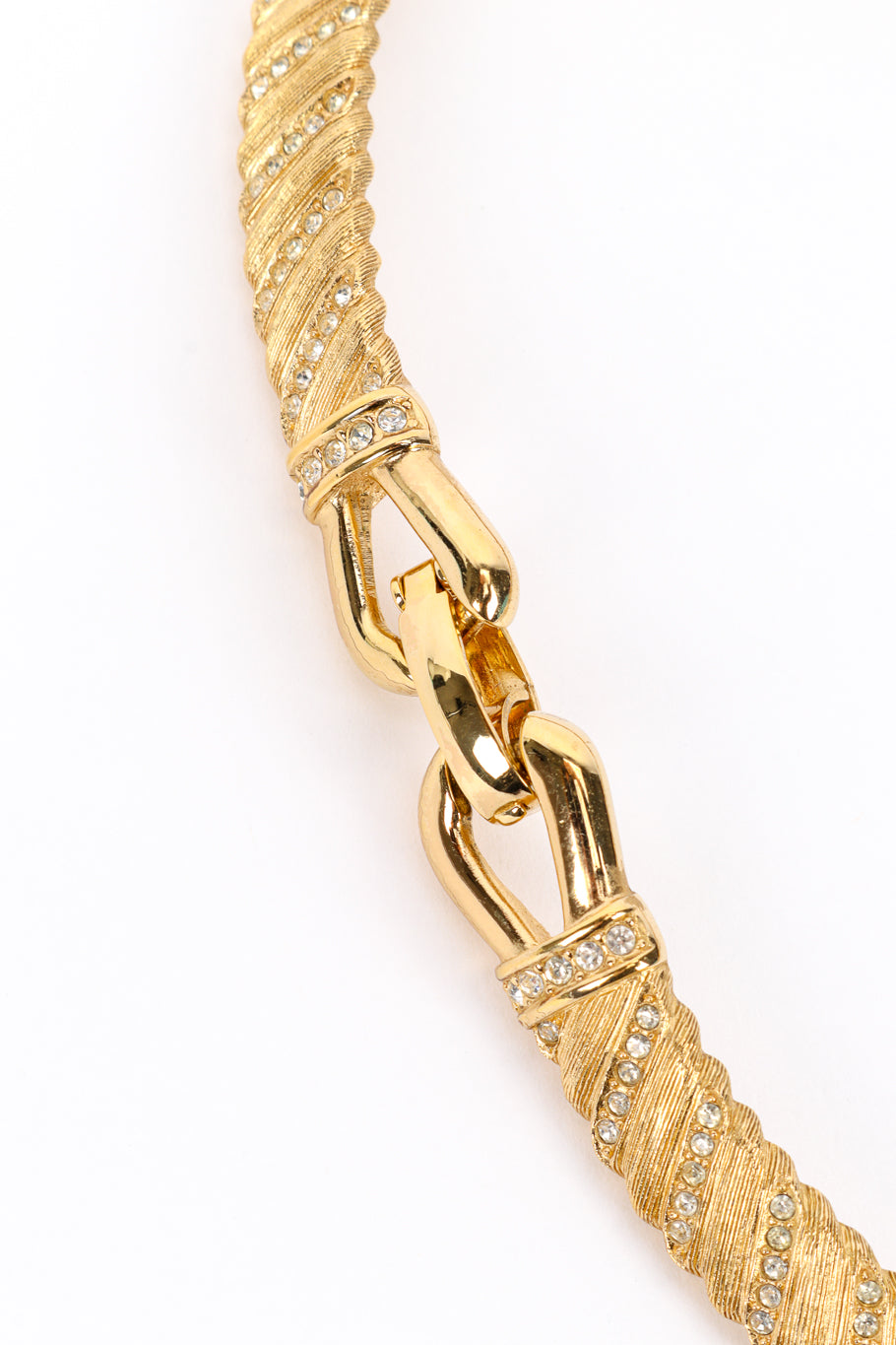 Vintage Christian Dior Crystal Bar Link Collar Necklace closure front @recess la