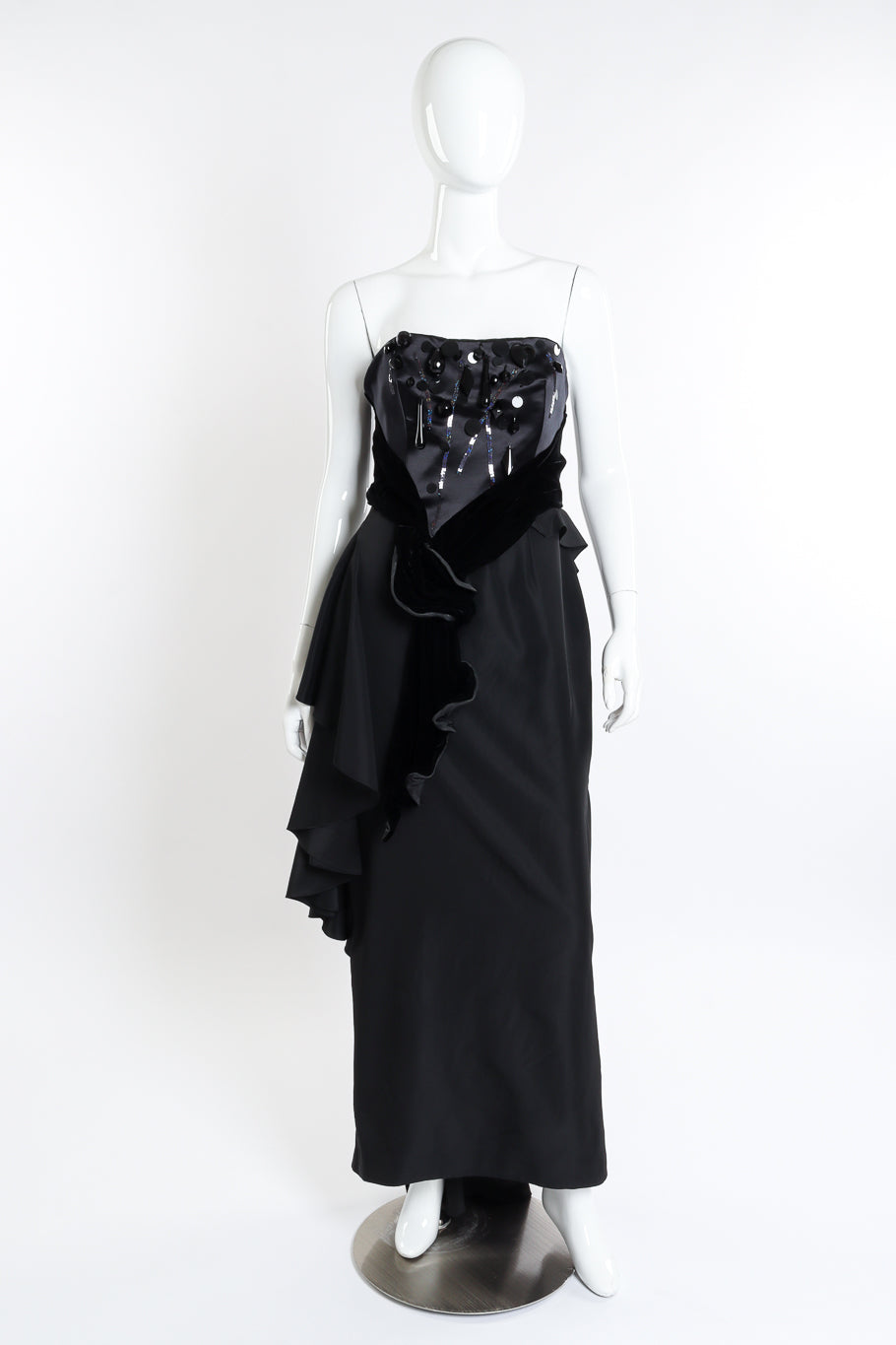 Vintage Christian Lacroix Beaded Strapless Gown front on mannequin @recessla