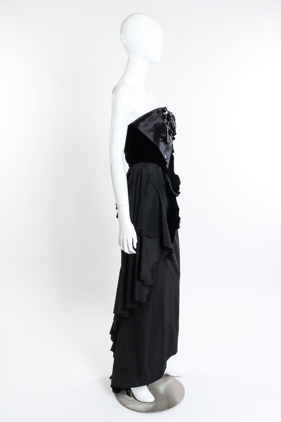 Vintage Christian Lacroix Beaded Strapless Gown side on mannequin @recessla