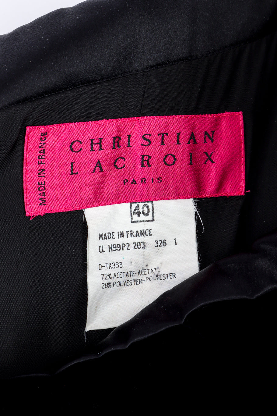 Vintage Christian Lacroix Beaded Strapless Gown signature label closeup @recessla