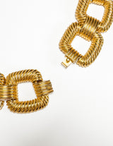 Vintage Ciner Twist Square Link Collar Necklace clasp @recess la