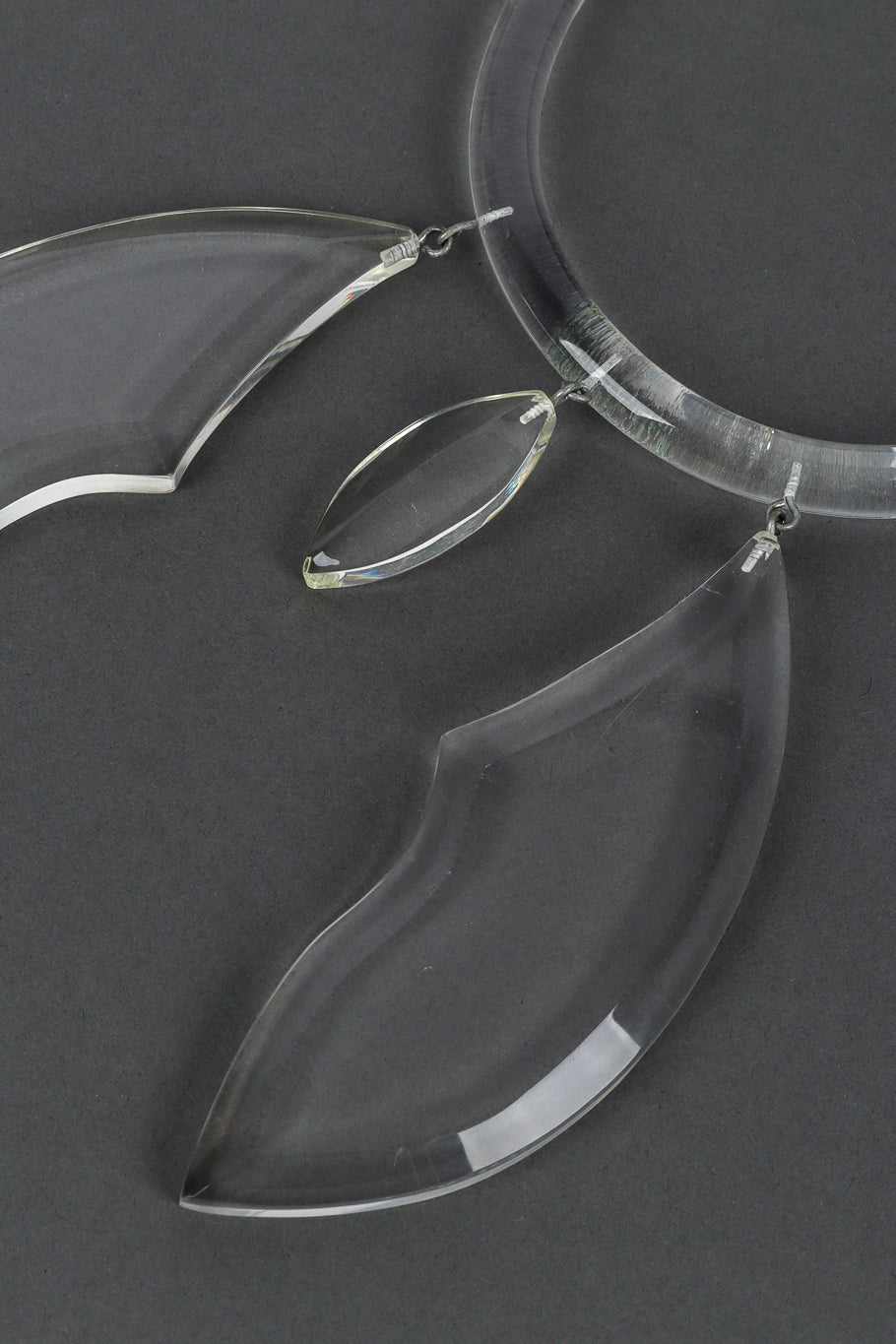 Lucite Wing Necklace by Judith Hendler on gray paper wings close @recess LA