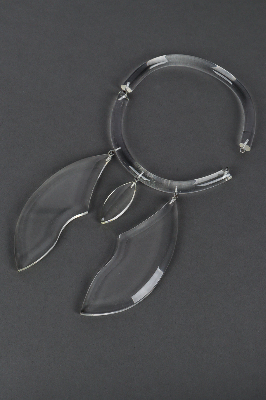 Lucite Wing Necklace by Judith Hendler on gray paper unclasped @recess LA