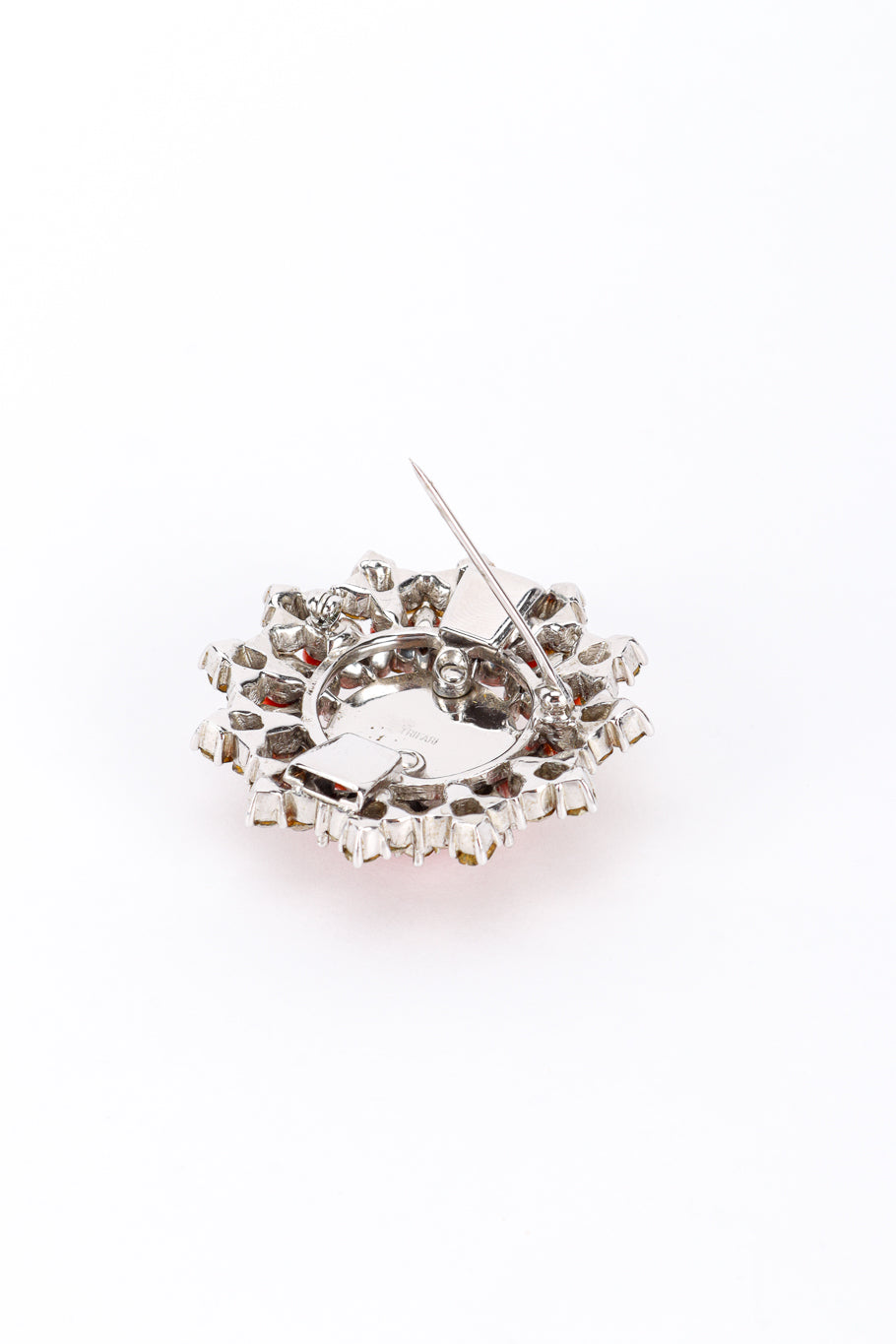 Vintage Trifari Coral Lucite Necklace & Earring Set pendant brooch pin unclasped @recess la
