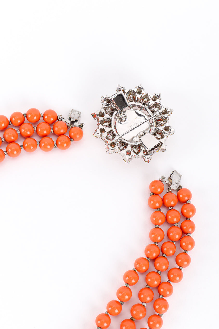 Vintage Trifari Coral Lucite Necklace & Earring Set necklace pendant unclasped @recess la