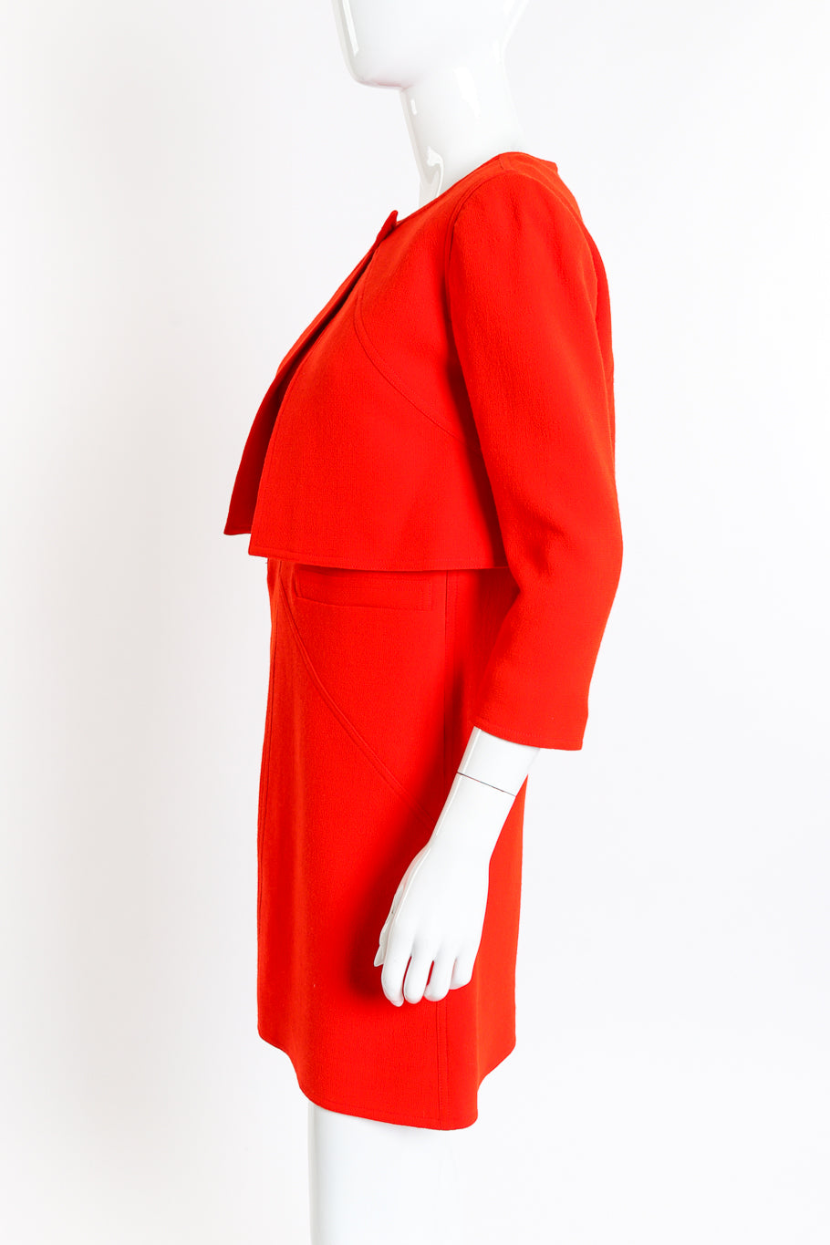 Courréges Mod Wool Jacket and Dress Set side on mannequin closeup @recessla