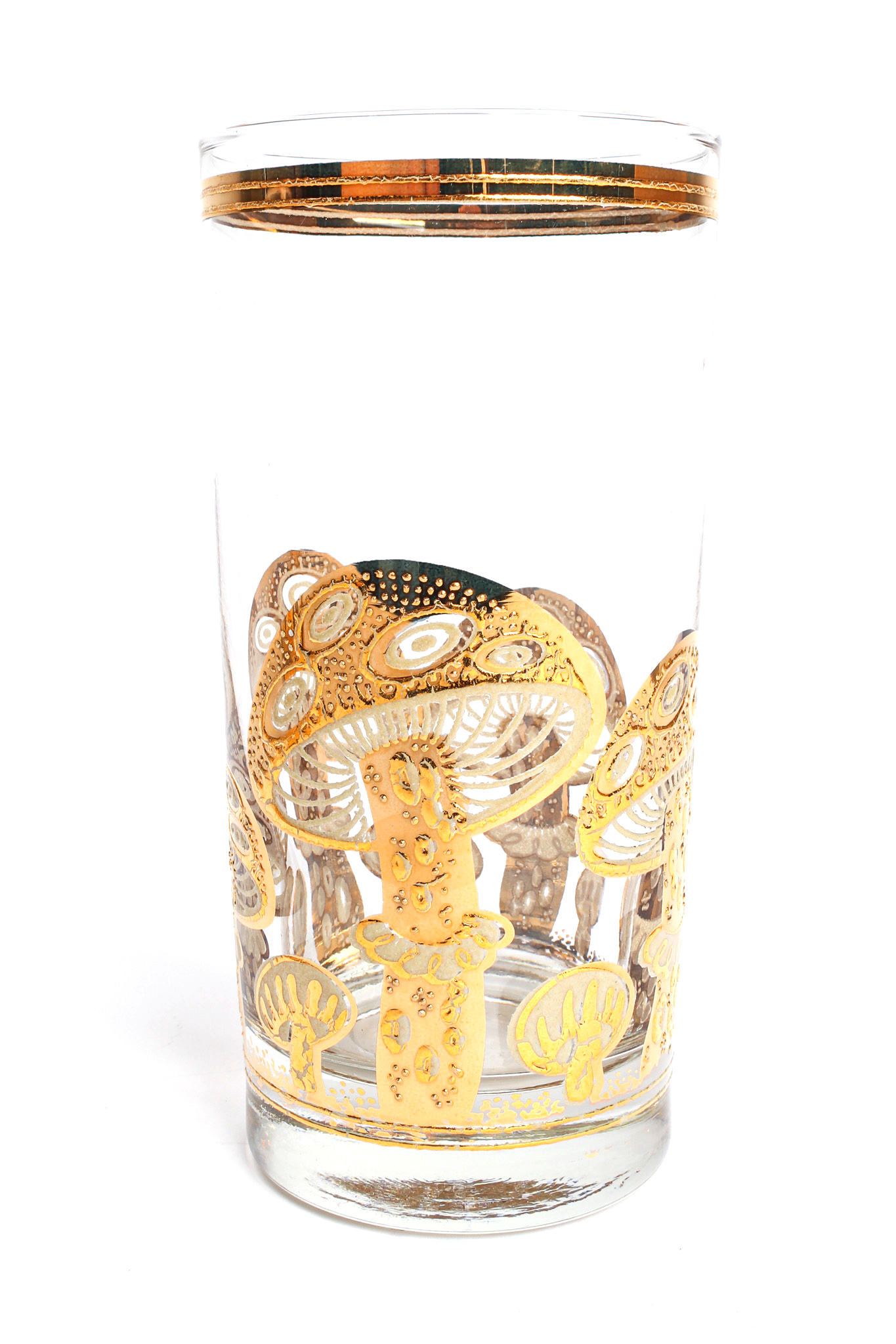 Gilded Mushroom Highball Glasses by Culver one large mushroom from front @recessla