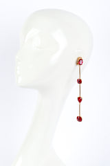 Vintage Oscar de la Renta Ruby Shoulder Duster Bar Link Earrings worn @RECESS LA