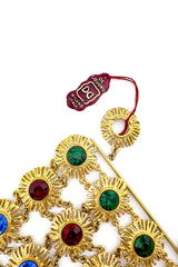 Vintage Gianni de Liguoro Wide Gem Sunburst Bracelet signature tag @recess la