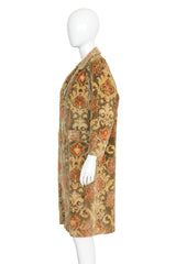 Vintage floral chenille carpet coat on mannequin side @ Recess LA