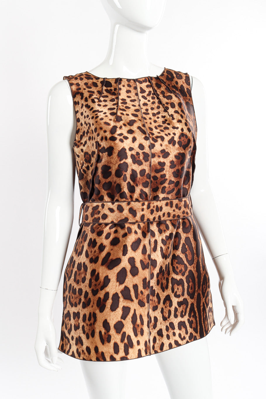 Dolce & Gabbana Belted Leopard Mini Dress front view closeup @recessla