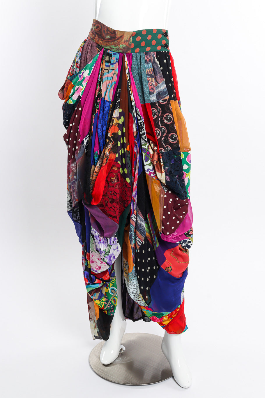 1993 S/S Silk Patchwork Bubble Skirt by Dolce & Gabbana on mannequin @recessla