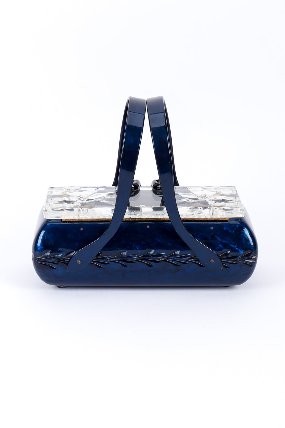 Vintage Rialto Pearlescent Oblong Lucite Box Bag back @recessla