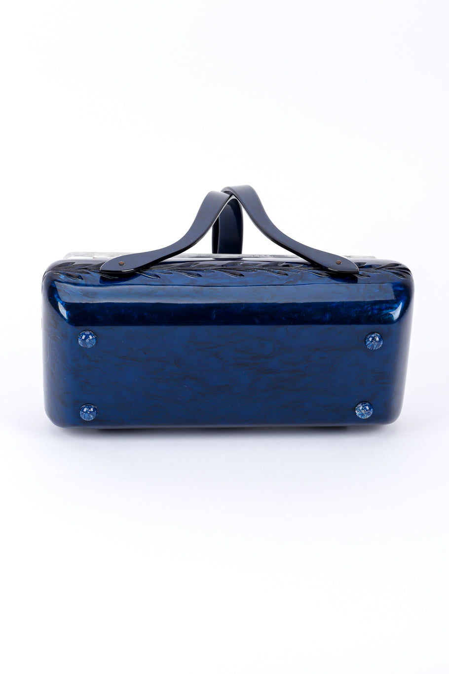 Vintage Rialto Pearlescent Oblong Lucite Box Bag bottom @recessla